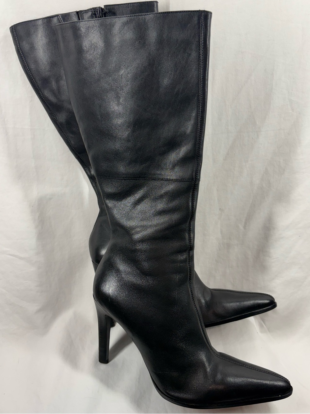 Bakers Velocity II Black Leather Pointed Toe Stiletto Boots Size 10M Y2K